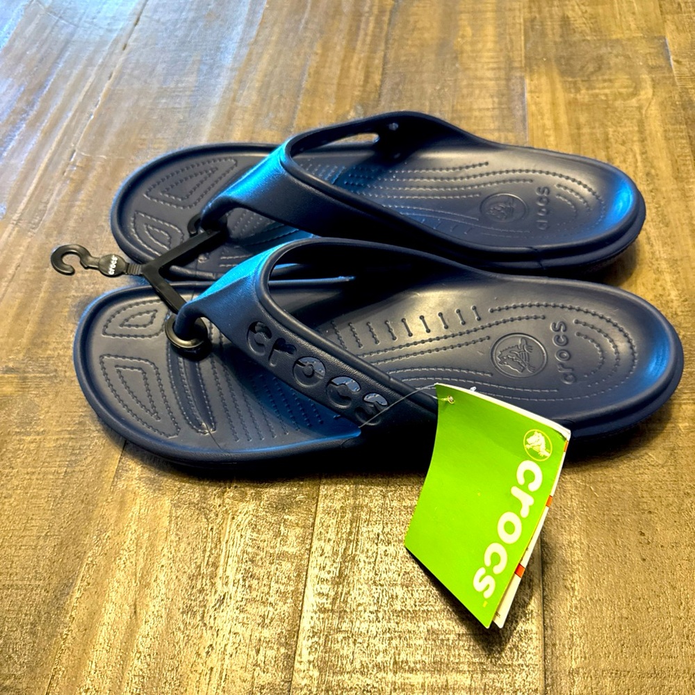CROCS 11999 Baya Thong Flip Flop Slip On Sandals Navy Blue Mens Size 13